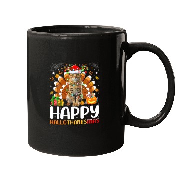 Discover Cat Lover Halloween Christmas Happy Hallothanksmas Mugs