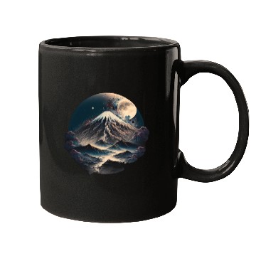 Discover Fuji moon light. Mugs
