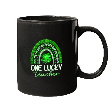 Discover One Lucky Teacher, Rainbow Shamrock Green Clover Mugs