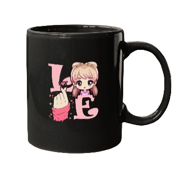 Discover Love Saranghae Finger Heart Korean Anime Chibi Kpo Mugs