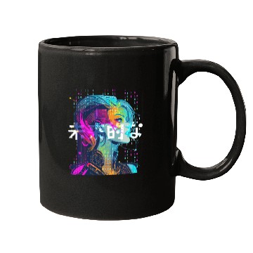 Discover Binary Cyberpop Girl Japanese Futurism Aesthetic Mugs
