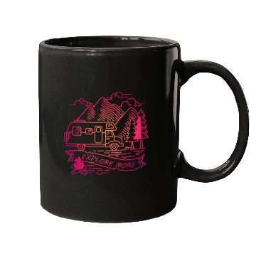 Discover Explore More Pink Camper Van Nature Adventure Mugs