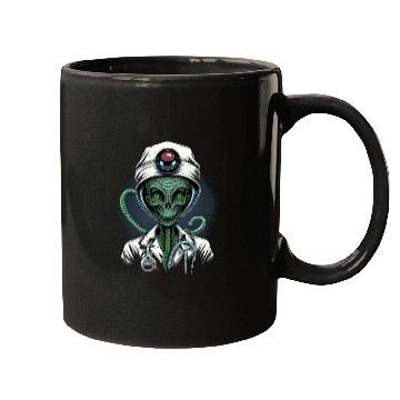 Discover Alien Nurse Stethoscope Syringe UFO Mugs