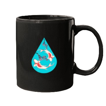 Discover Serenity Koi Fish Raindrop Cheri Blossom Zen Mugs