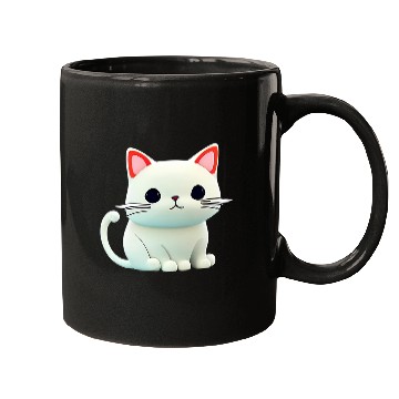 Discover The Feline Fantasy A White Cat Chibi Design Mugs