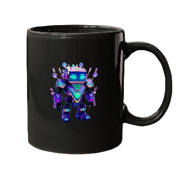 Discover Gemstone Guardian Robot Made of Sparkling Crystals Mugs
