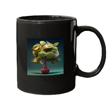 Discover Plant in Flower Pot Money Tree - 3D Digital Art Mugs