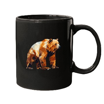 Discover Geometric Bear Head Abstract Polygonal Wild Animal Mugs