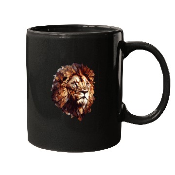 Discover Geometric Lion Head Abstract Polygonal Wild Animal Mugs