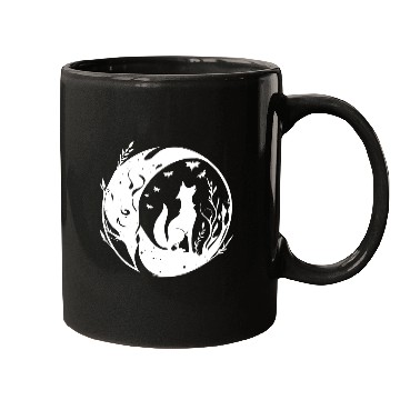 Discover Pretty Cute Tattoo Style Fox In The Moon Mugs