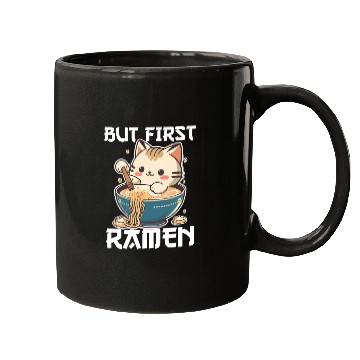 Discover But First Ramen Cat Japanese Tokyo Ramen Noodles Mugs