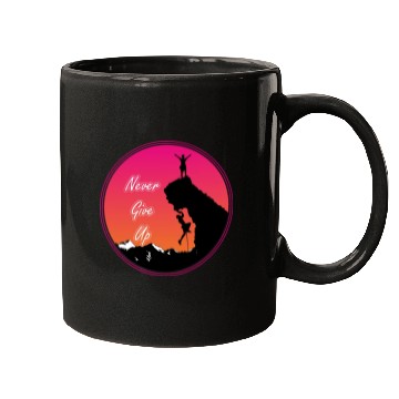 Discover Never give up rock climbing Mugs