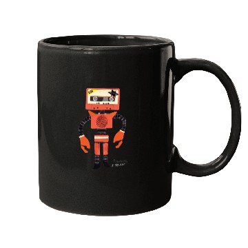 Discover Orange Tape Robot Mugs