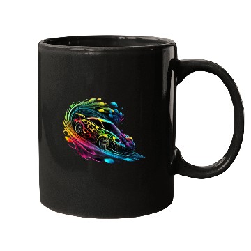 Discover Fantasy Racing Sports Car Exotic Rainbow Flames Mugs