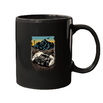 Discover dirt racing car drawing with mountains Mugs