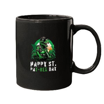 Discover Happy St PaT-Rex Dinosaur Saint Patricks Day Biker Mugs