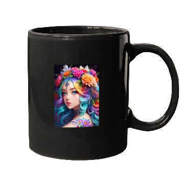 Discover Spring Girl with a bouqet of flowers garland #8 Mugs