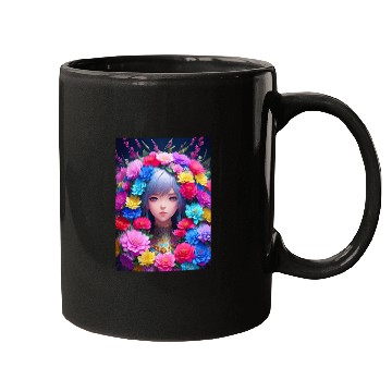 Discover Spring Girl with a bouqet of flowers garland #13 Mugs