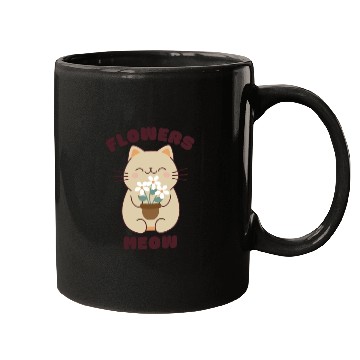 Discover Kawaii cat and flowers, meow! Mugs
