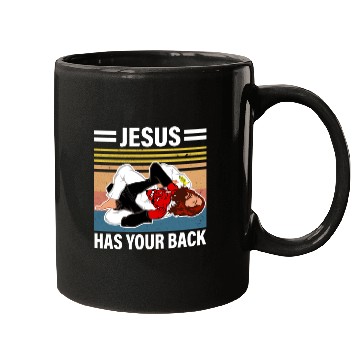 Discover Je-sus Has Your Back Retro Apparel Mugs