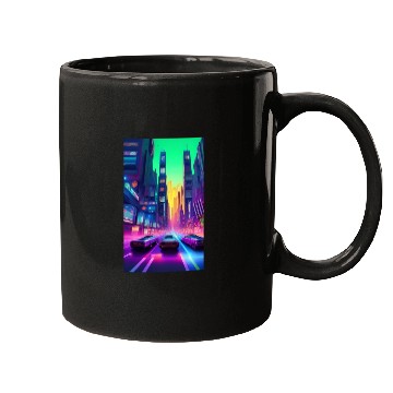 Discover Future City Cyber Cyberpunk Scifi Design Mugs