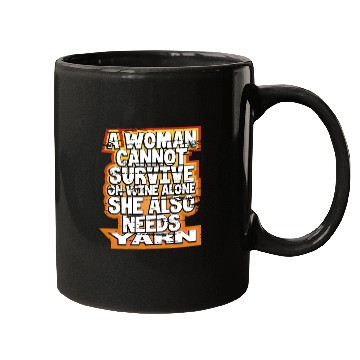Discover Knitter Gift Woman Can't Survive Wine Alone Needs Mugs