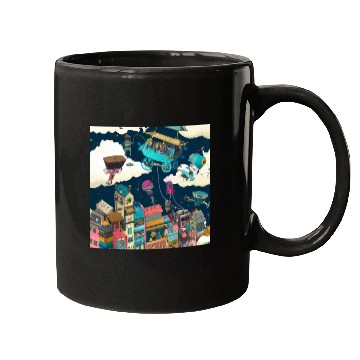 Discover Paradise Cartoon Imagination Dream City Mugs