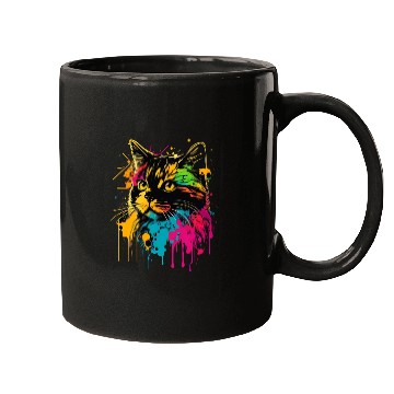 Discover realistic cat meow outline wpap colorful Mugs