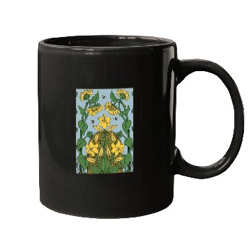 Discover Bee on sunflower Mugs