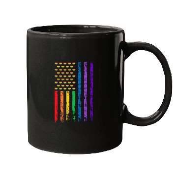 Discover American Flag Rainbow Heart Decor LGBT Pride Month Mugs