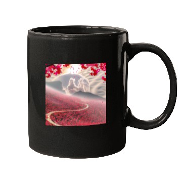 Discover Misty Mountain Cherry Blossom Landscape Mugs