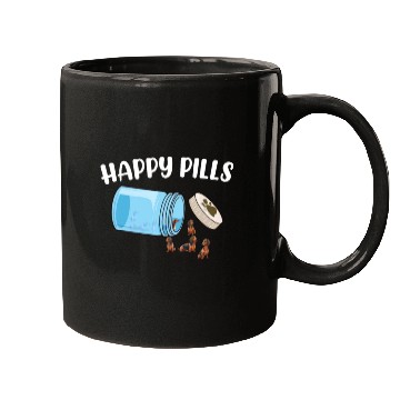 Discover Happy Pills Dachshund Funny Dog Lover Humor Pun Mugs