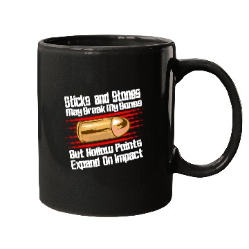 Discover Sticks And Stones Gun Bullets 2nd Amendment Mugs