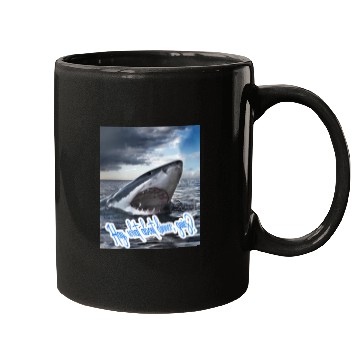 Discover Dinner - Hungry shark asking for dinner Mugs