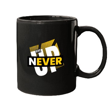 Discover White Yellow Typography Never Give Up Mugs