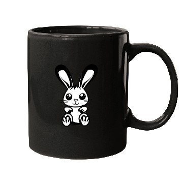 Discover Adorable 2D Easter Bunny with a Bold Black Outline Mugs