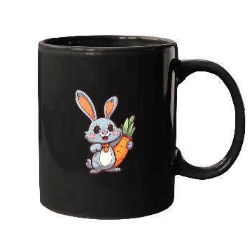 Discover Carrot-Loving Easter Bunny: Cute 2D Design Mugs
