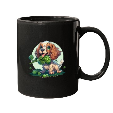 Discover Cute dog eats green broccoli vegetables Mugs