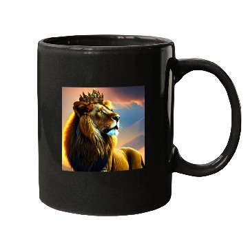 Discover Majestic Lion with Crown Mugs