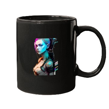 Discover High Tech Style Illustration of a Cyberpunk Girl Mugs