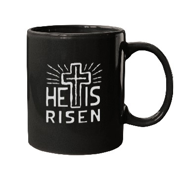 Discover Christian Cross Easter He is Risen Mugs