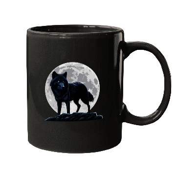 Discover Wolf howling at the moon graphic Mugs