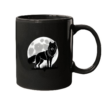 Discover Wolf howling at the moon graphic Mugs
