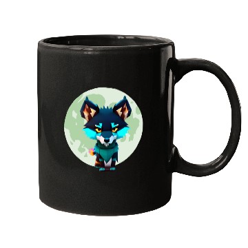 Discover Cute Wolf Moon Graphic Mugs