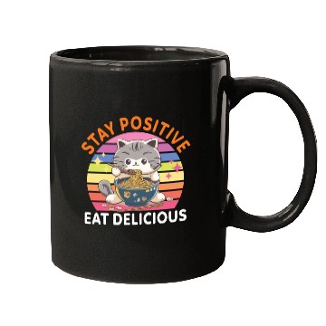 Discover Stay positive Eat delicious Japanese Style Mugs