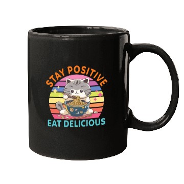 Discover Stay positive Eat delicious Japanese Style Mugs