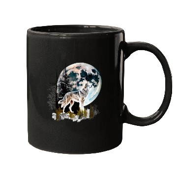 Discover Wolf Moonlight Forest Wild Werewolf Watercolor 2 Mugs