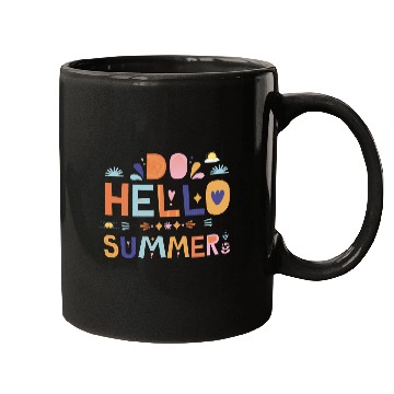 Discover Hello Summer Art | Fun Colorful Summer Quote Mugs