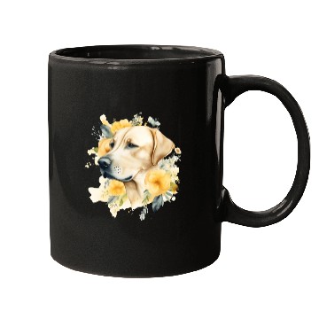 Discover Yellow Lab Dog Watercolor Floral Mugs