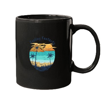 Discover Feelin Fantastic Beach Palm Trees Summer Vacation Mugs